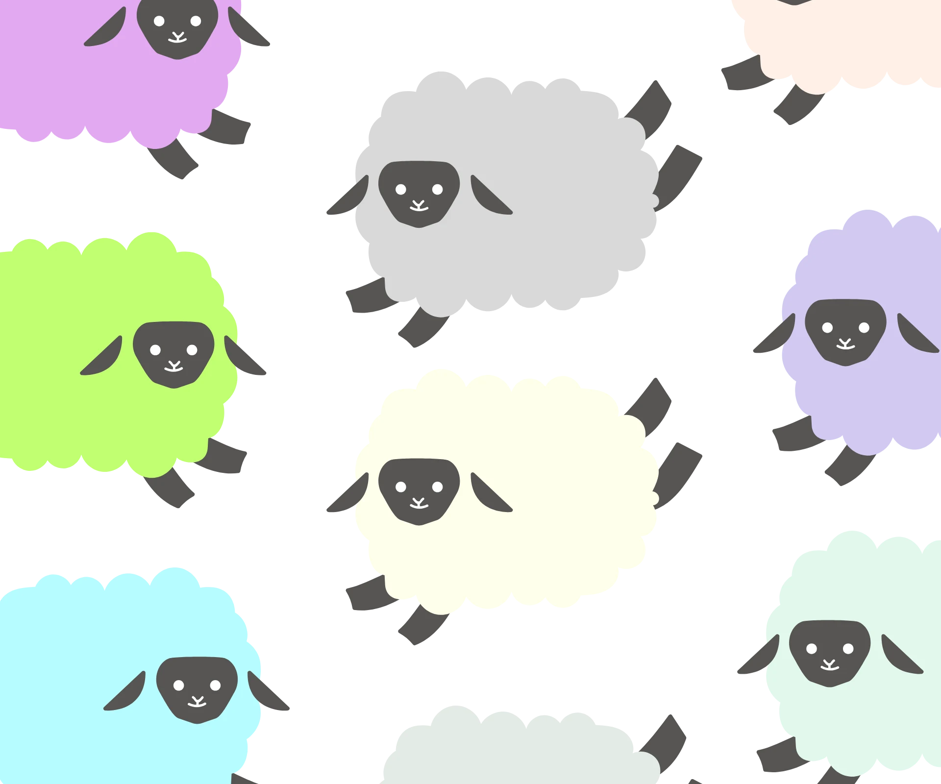 Stylized pastel sheep floating on a black background